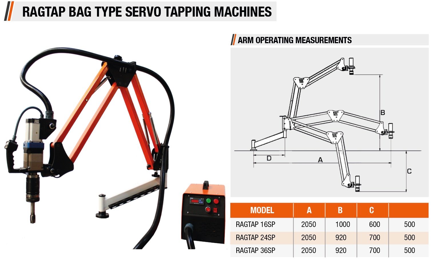 RAGTAP BAG TYPE SERVO TAPPING MACHINES
